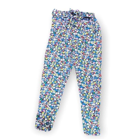 BODEN GIRLS TIE WAIST MULTICOLOR DITSY FLORAL PRINT VISCOSE PANTS POCKETS 10Y - Picture 3 of 10